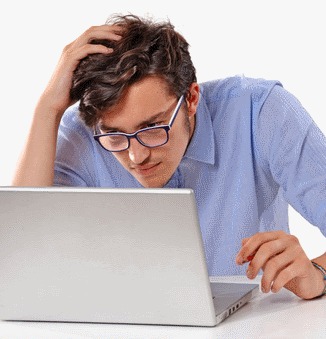 Learner concentrating on an online driving theory test